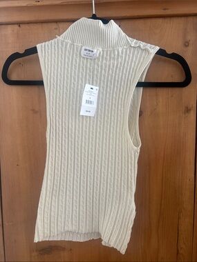 Cotton On Cream Ribbed Sleeveless Mock Neck Tank